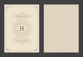 Vintage ornament greeting card calligraphic ornate swirls and vignettes frame design template vector