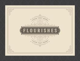 Vintage ornament greeting card calligraphic ornate swirls and vignettes frame design template vector
