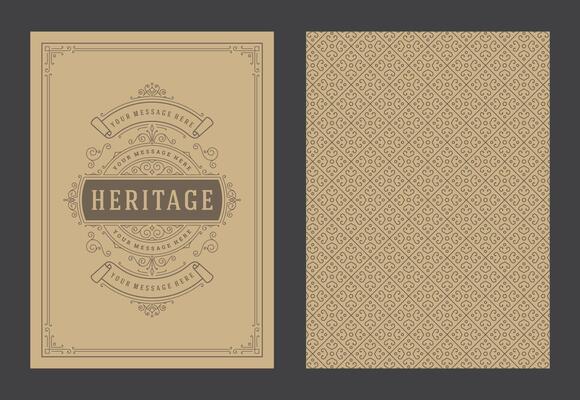 Vintage ornament greeting card calligraphic ornate swirls and vignettes frame design template