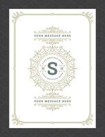 Vintage ornament greeting card calligraphic ornate swirls and vignettes frame design template vector