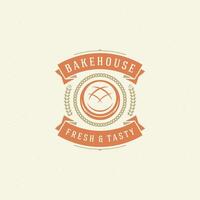 Bakery badge or label retro illustration. Bread or loaf silhouette for bakehouse. vector