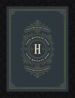 Vintage ornament greeting card calligraphic ornate swirls and vignettes frame design template vector