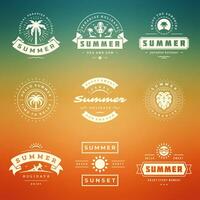 Summer holidays labels and badges retro typography design set. vector