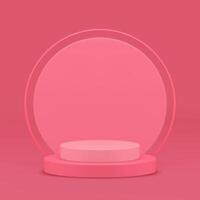 3d cylinder pink podium display with circle wall background realistic illustration vector