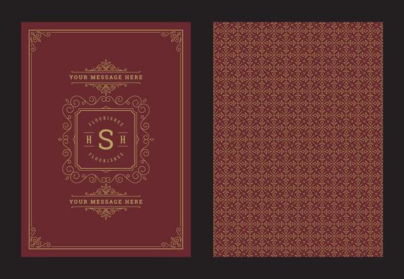 Vintage ornament greeting card calligraphic ornate swirls and vignettes frame design template
