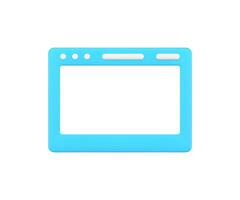 Simple website 3d icon tablet screen button illustration. Web page display electronic device vector