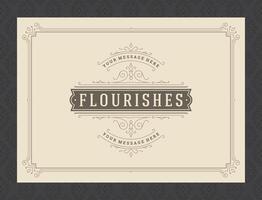 Vintage ornament greeting card calligraphic ornate swirls and vignettes frame design template vector