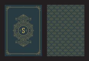 Vintage ornament greeting card calligraphic ornate swirls and vignettes frame design template vector
