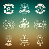 Summer holidays labels and badges retro typography design set. vector