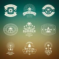 Summer holidays labels and badges retro typography design set. vector