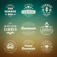 Summer holidays labels and badges retro typography design set. vector