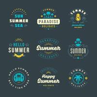 Summer holidays labels and badges retro typography design set. vector