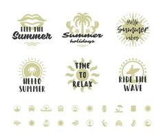 Summer holidays typography inspirational quotes design for posters or apparels set vector