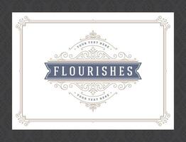 Vintage ornament greeting card calligraphic ornate swirls and vignettes frame design template vector