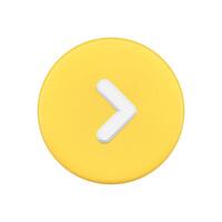 Arrow pointing right direction at yellow circle button 3d icon navigation pointer vector