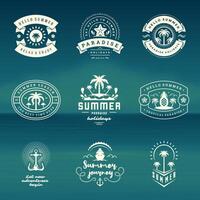 Summer holidays labels and badges retro typography design set. vector