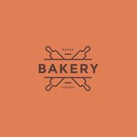 Bakery badge or label retro illustration. Rolling pins silhouette for bakehouse. vector