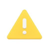 Yellow triangle button with exclamation point 3d simple icon . Advisory badge dangerous alert vector