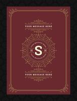 Vintage ornament greeting card calligraphic ornate swirls and vignettes frame design template vector