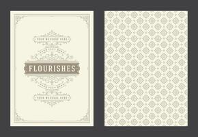Vintage ornament greeting card calligraphic ornate swirls and vignettes frame design template vector