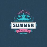 Summer holidays label or badge typography slogan design vector