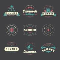 Summer holidays labels and badges retro typography design set. vector