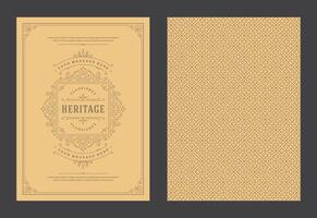 Vintage ornament greeting card calligraphic ornate swirls and vignettes frame design template vector