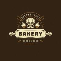 Bakery badge or label retro illustration. vector