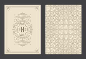 Vintage ornament greeting card calligraphic ornate swirls and vignettes frame design template vector