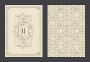 Vintage ornament greeting card calligraphic ornate swirls and vignettes frame design template vector