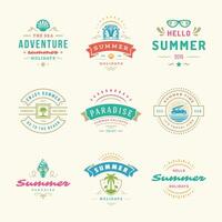 Summer holidays labels and badges retro typography design set. vector