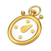 Luxury metallic golden stopwatch with arrow for fast time checking 3d icon isometric vector