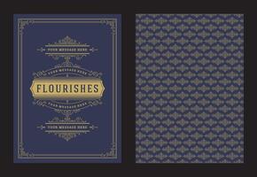 Vintage ornament greeting card calligraphic ornate swirls and vignettes frame design template vector