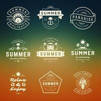 Summer holidays labels and badges retro typography design set. vector