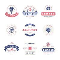 Summer holidays labels and badges retro typography design set. vector