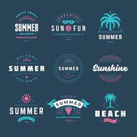 Summer holidays labels and badges retro typography design set. vector