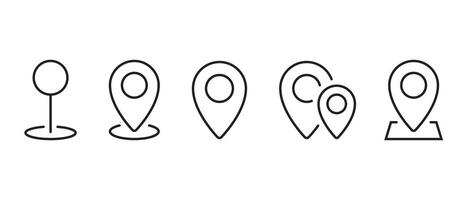 Set of location, pin point icon in line style. Map marker, address concept. Editable stroke vector