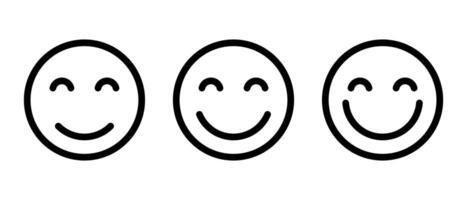 Smile, happy emoji icon set in line style. Editable stroke vector