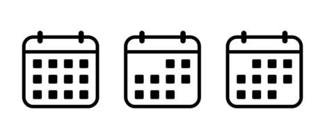 Calendar icon set in generic style. Date, event concept vector