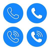 Handset phone icon with shadow. Telephone communication concept vector