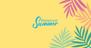 Summer background with tropical leaves. background illustration in trendy flat style. vector