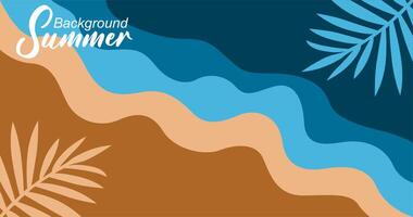 illustration of sea waves background in flat style. Summer banner template. vector