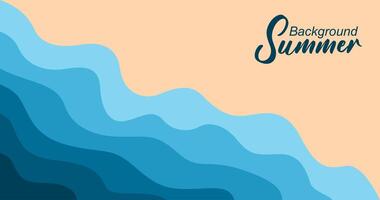 illustration of sea waves background in flat style. Summer banner template. vector