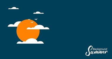 Sun and clouds on blue background. moon illustration. Flat design. vector