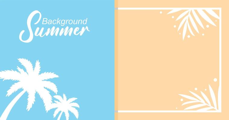 Summer background with tropical leaves. background illustration in trendy flat style.