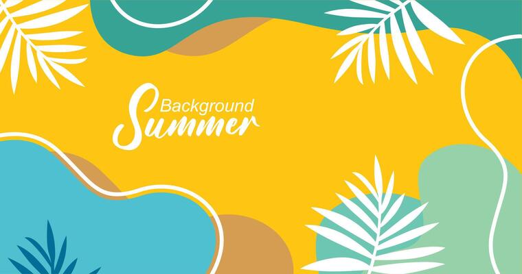 Summer background with tropical leaves. background illustration in trendy flat style.