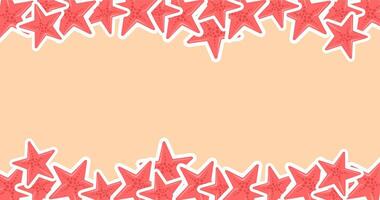 Star frame with pink stars on beige background. summer background illustration. vector