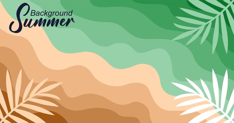 Summer background with tropical leaves. background illustration in trendy flat style.