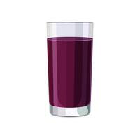 Full glass of pink purple juice isolated on white background. illustration in flat style with drink. Clipart for card, banner, flyer, poster design vector
