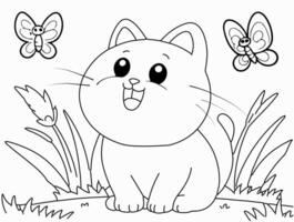 Hand drawn cat coloring page Illustration artwork vector